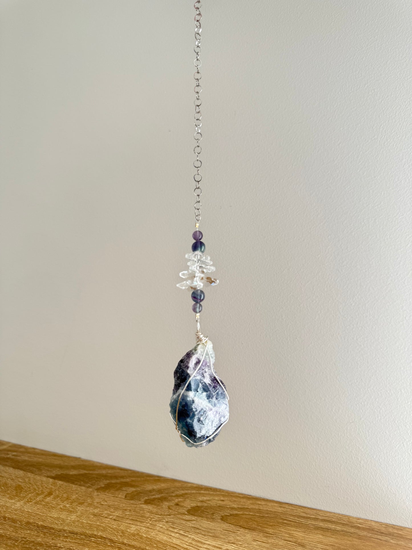 Fluorite Wrapped Chain Hanger