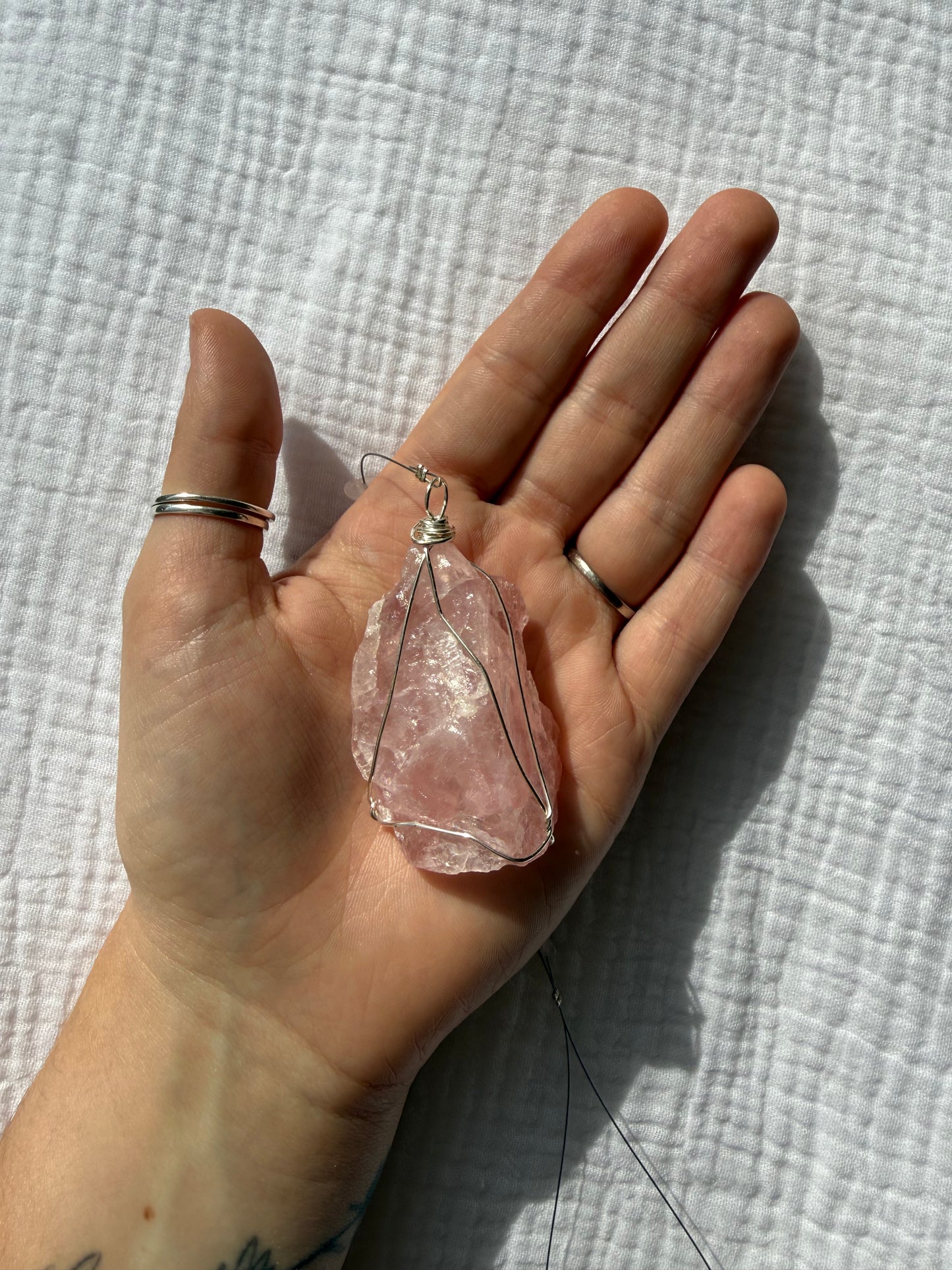Rose Quartz Wrapped Hanger