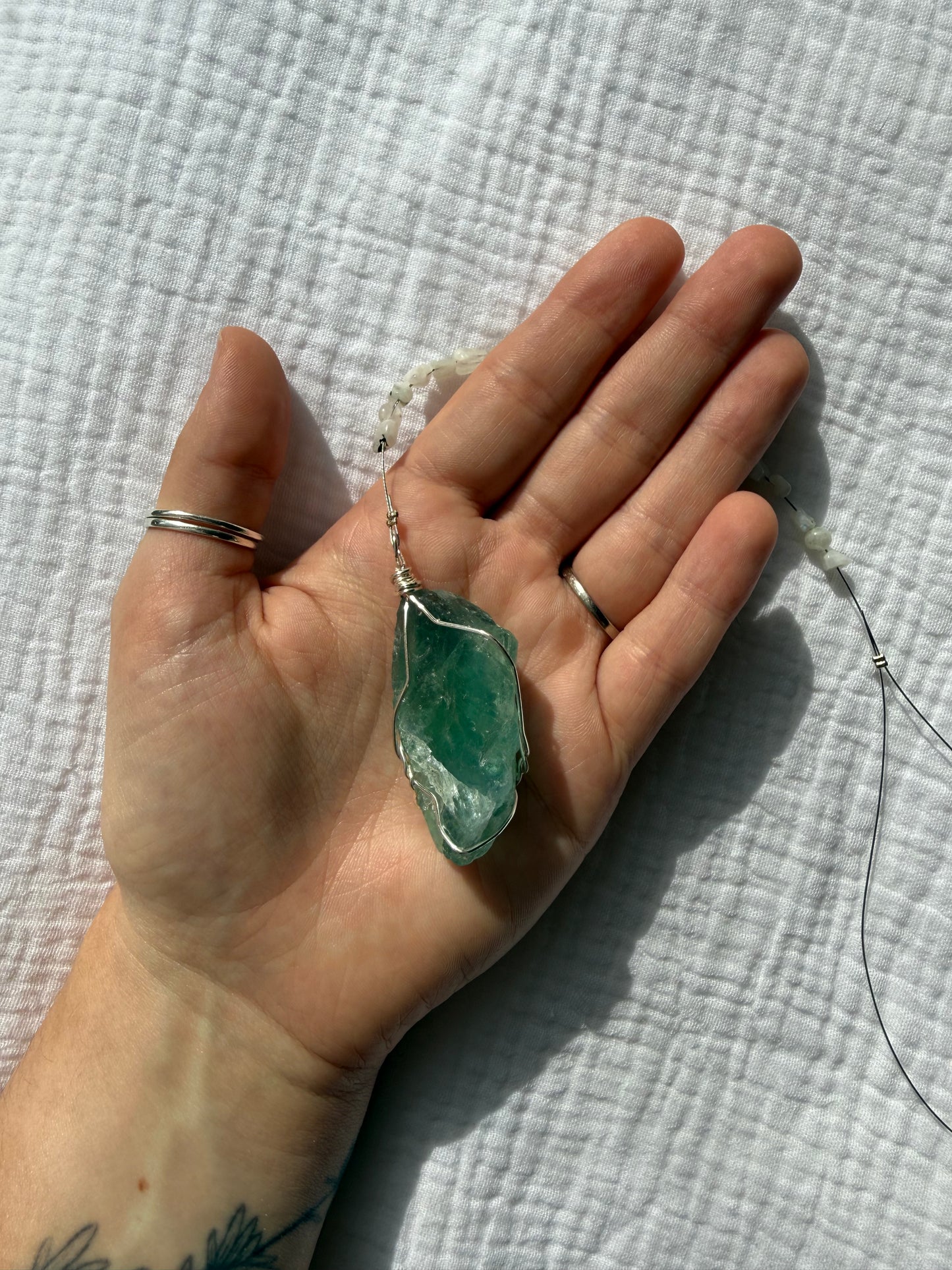 Fluorite Wrapped Hanger
