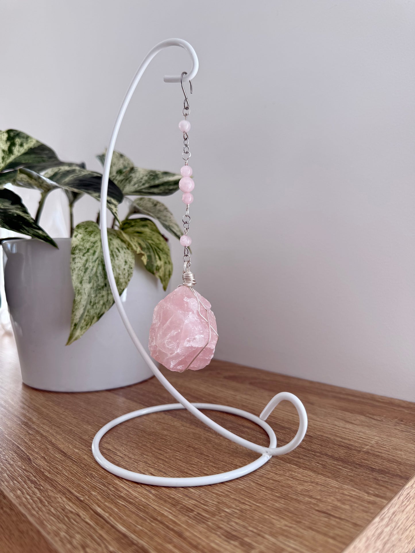 Rose Quartz Wrapped Gemstone Stand