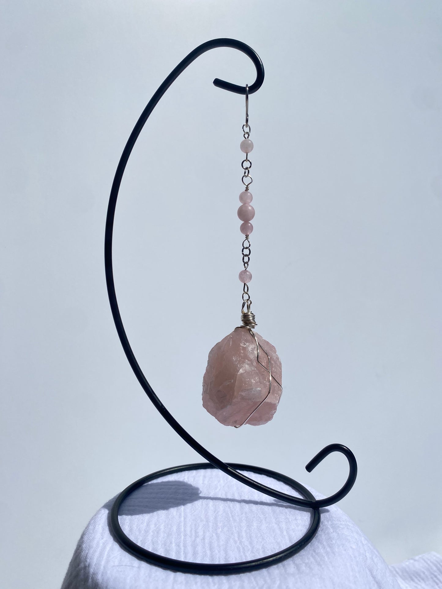 Rose Quartz Wrapped Gemstone Stand