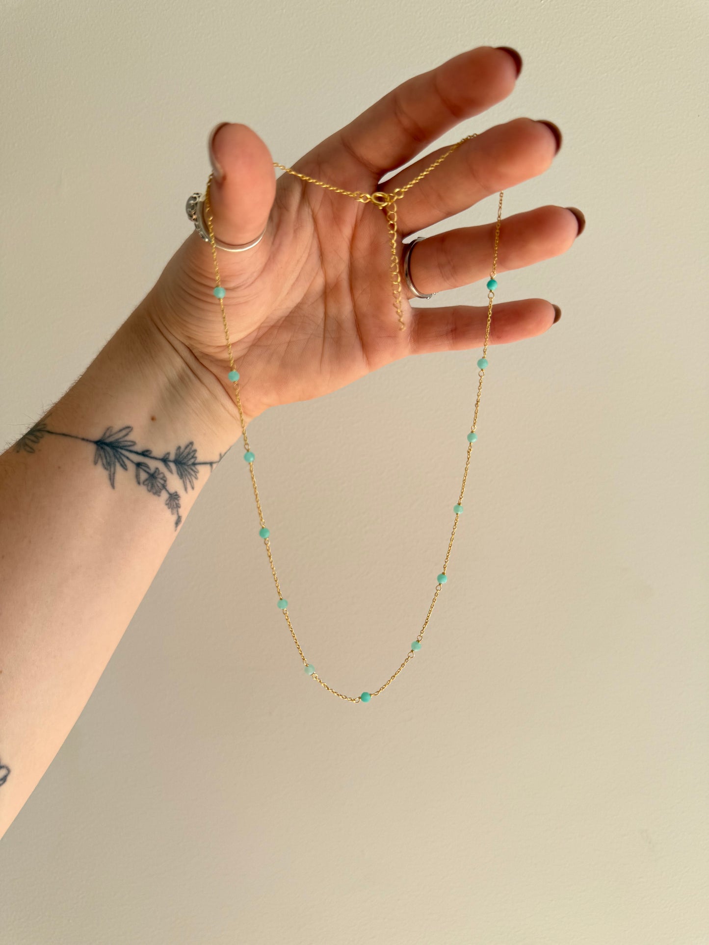 Amber Necklace Gold - Amazonite