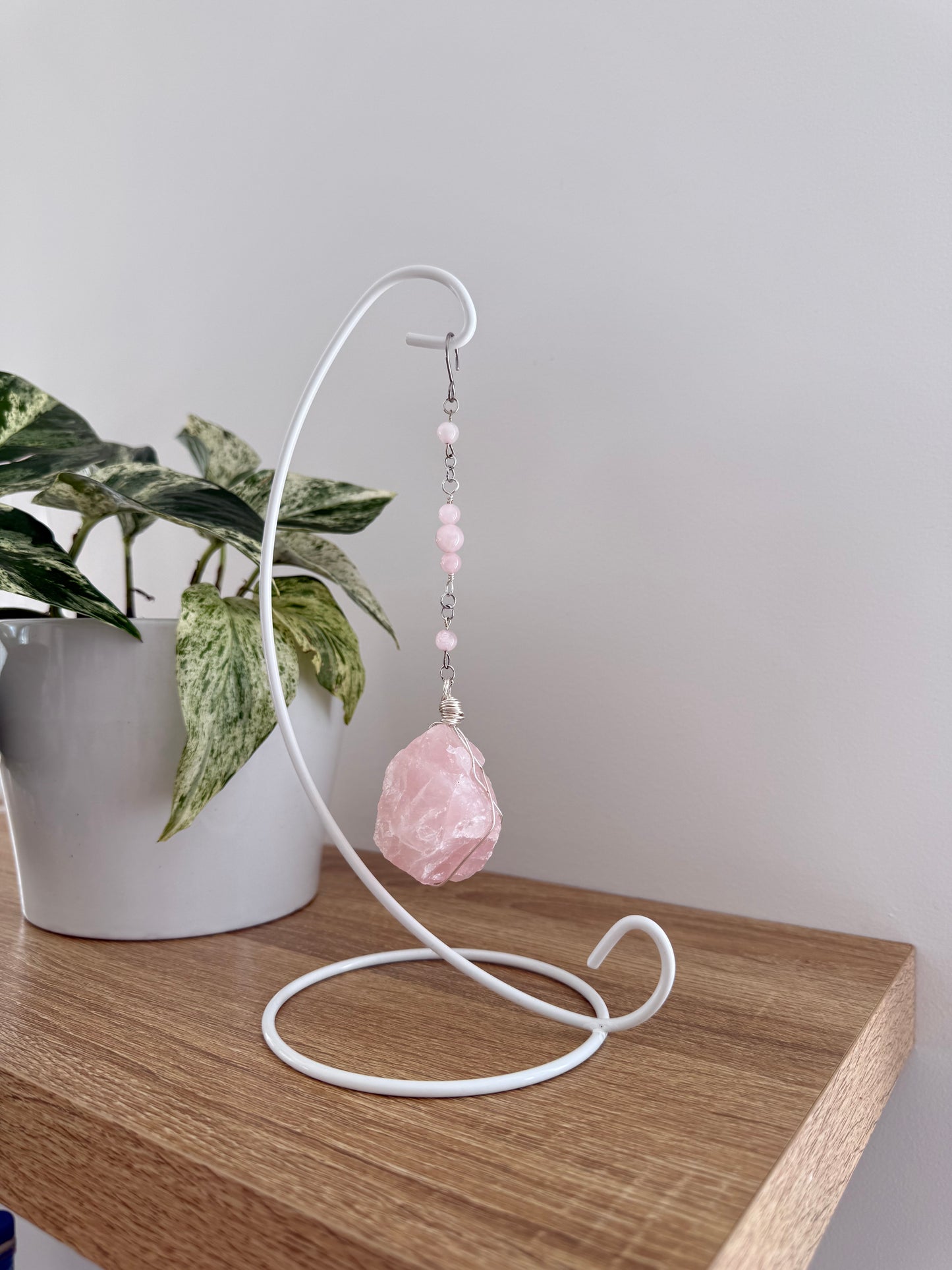 Rose Quartz Wrapped Gemstone Stand