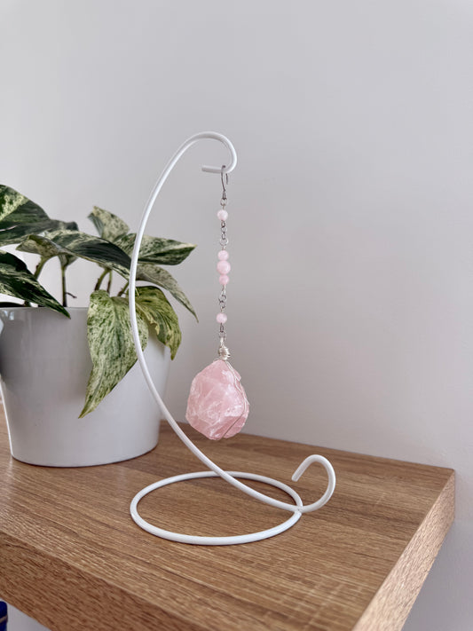 Rose Quartz Wrapped Gemstone Stand