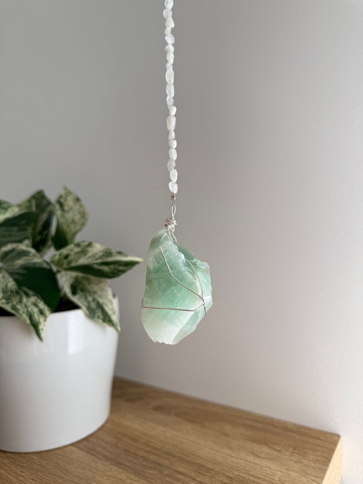 Green Calcite Wrapped Hanger
