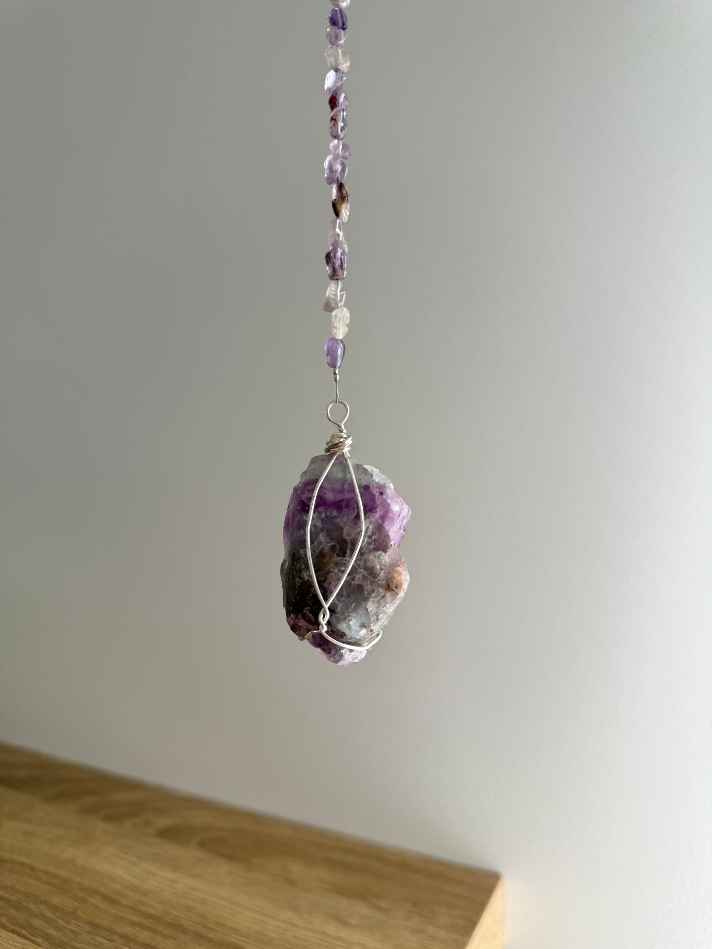 Fluorite Wrapped Hanger