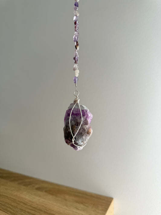 Fluorite Wrapped Hanger