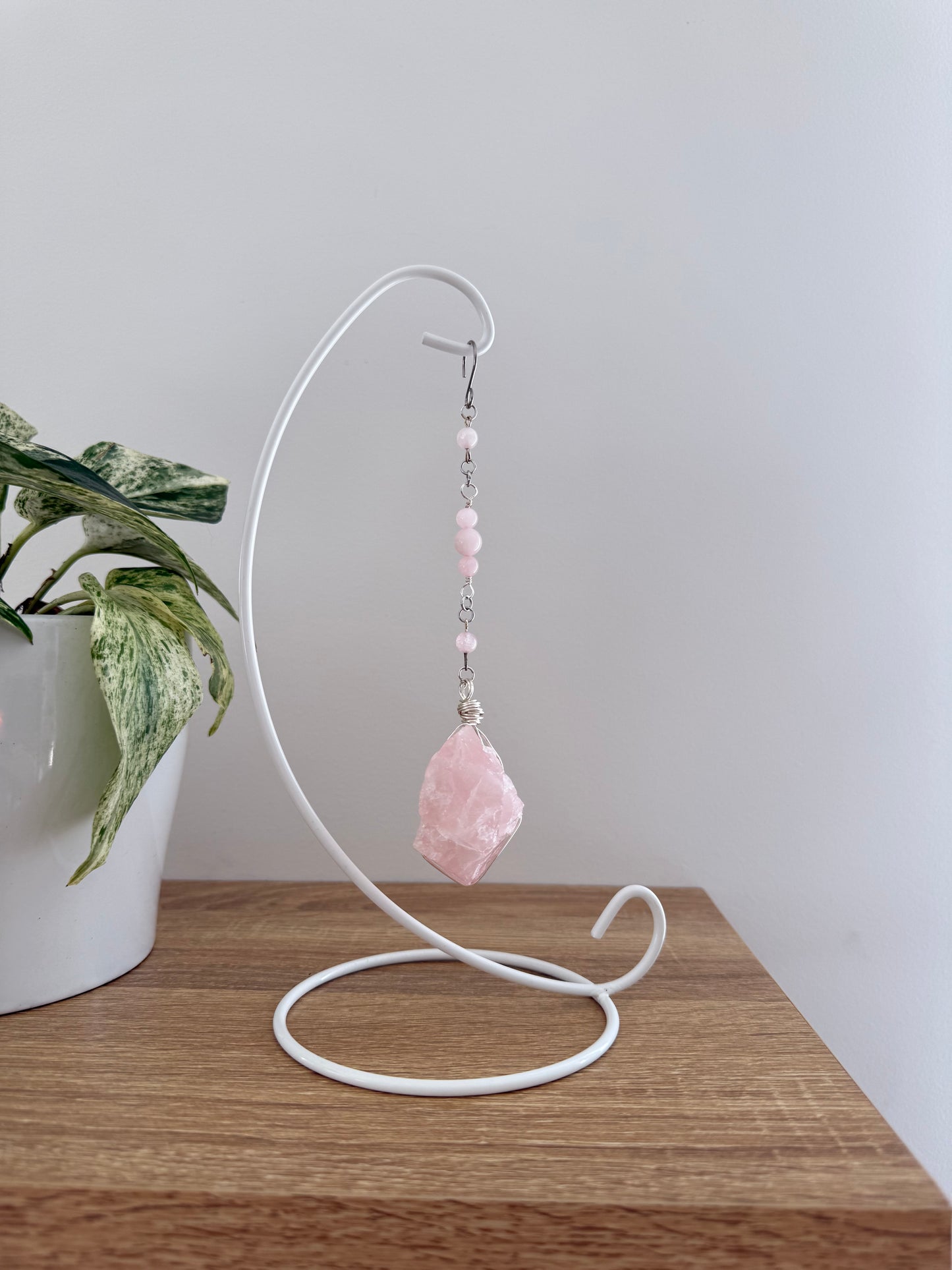 Rose Quartz Wrapped Gemstone Stand