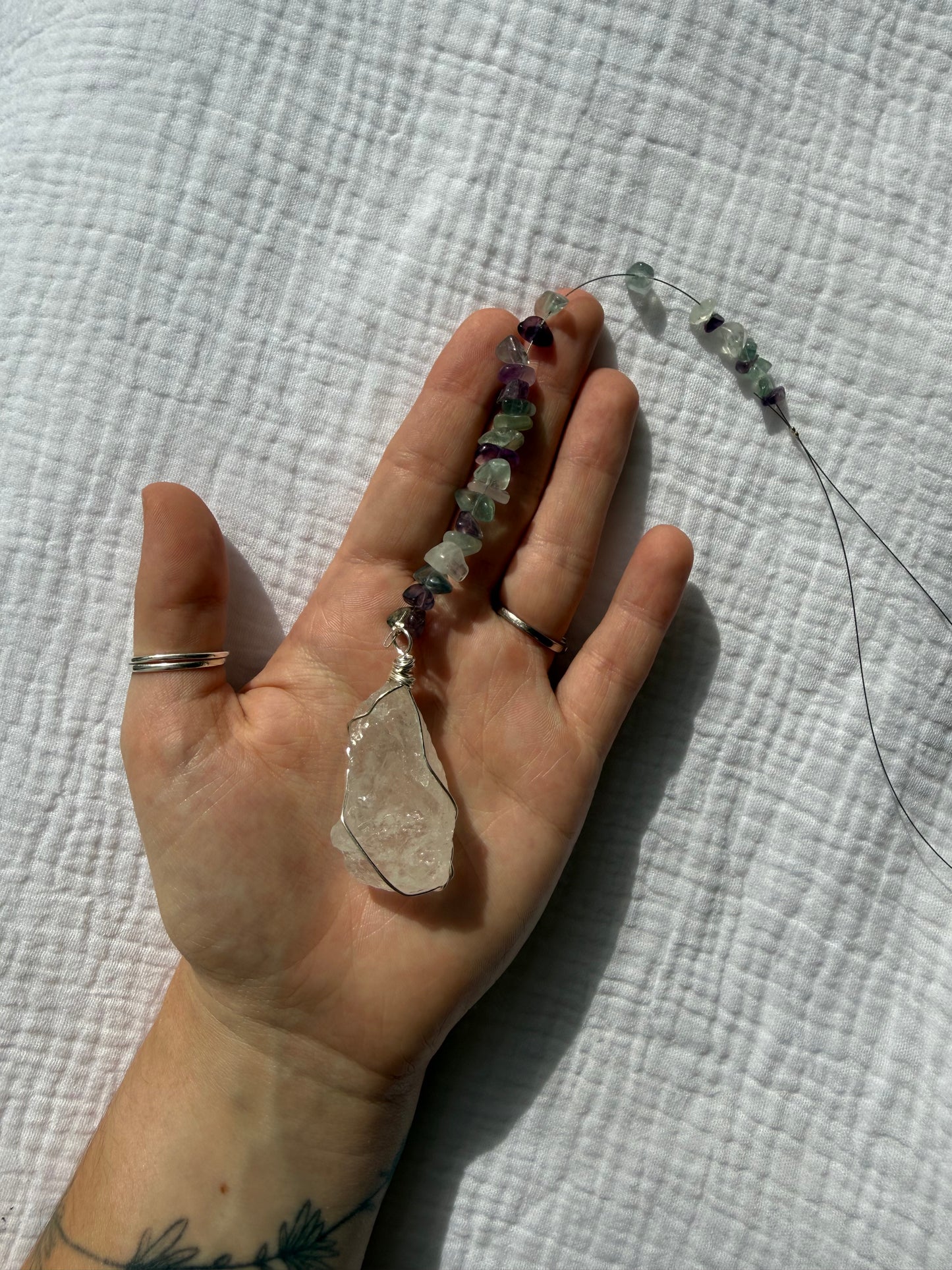 Clear Quartz Wrapped Hanger