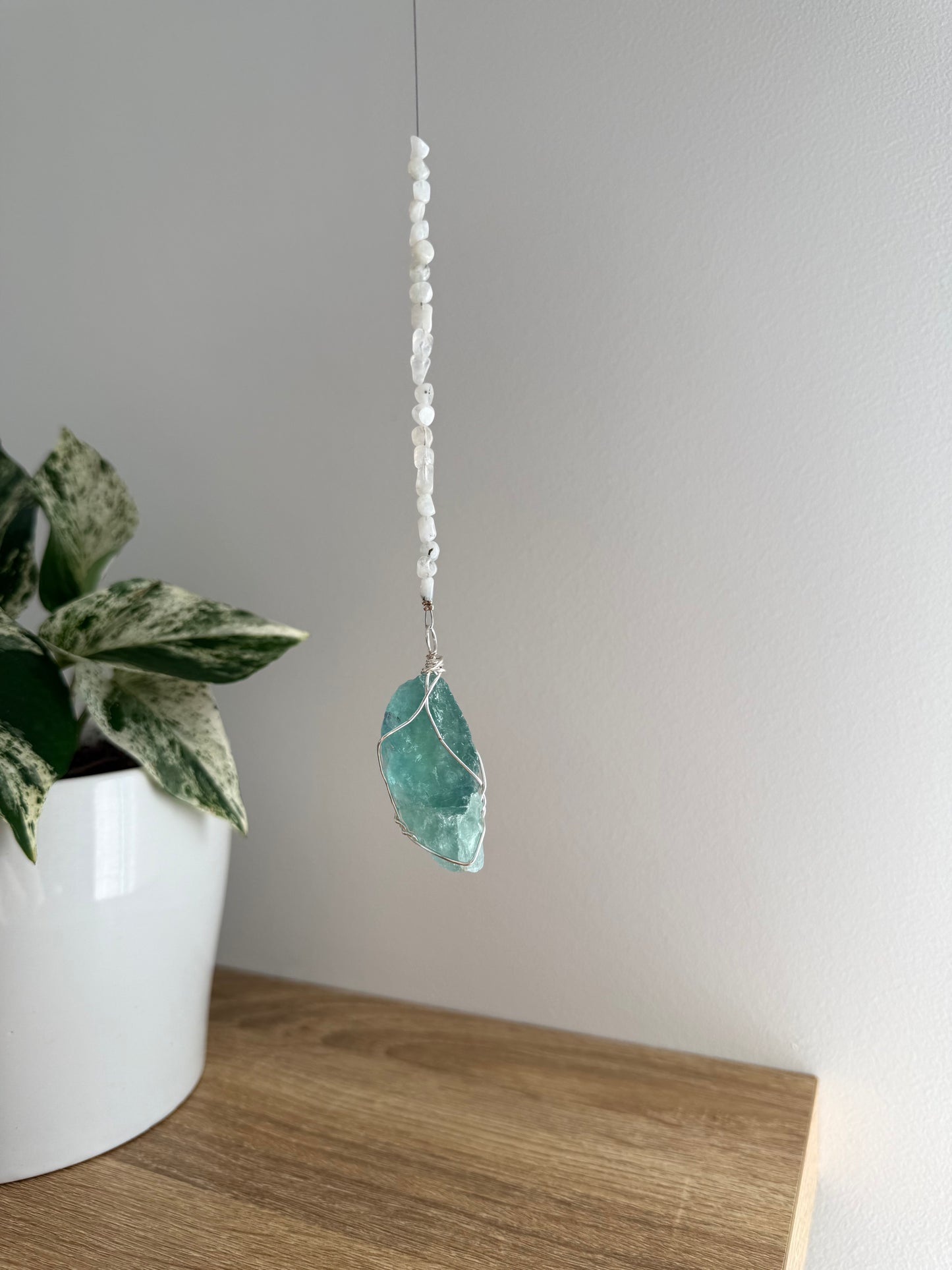Fluorite Wrapped Hanger