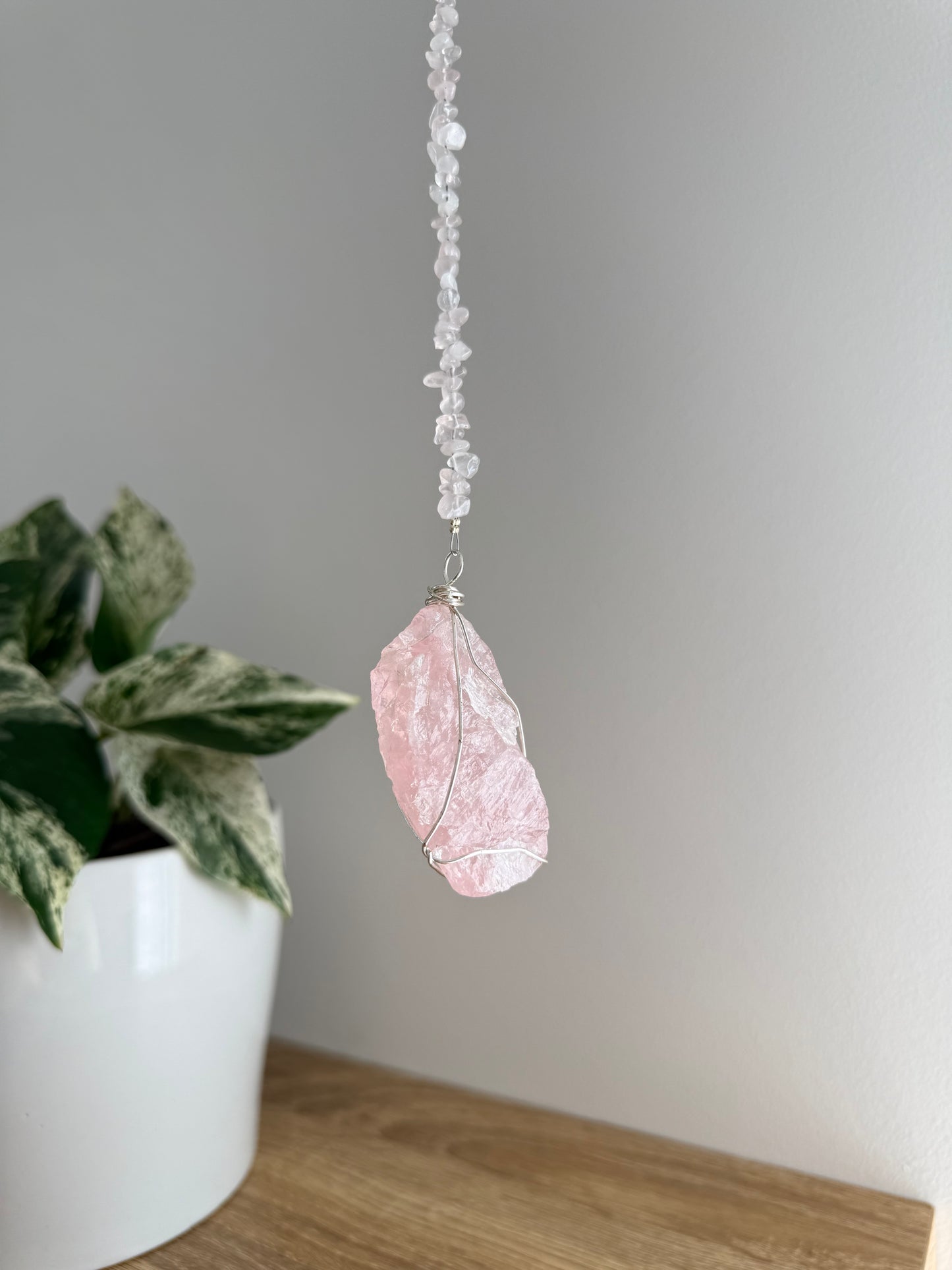 Rose Quartz Wrapped Hanger
