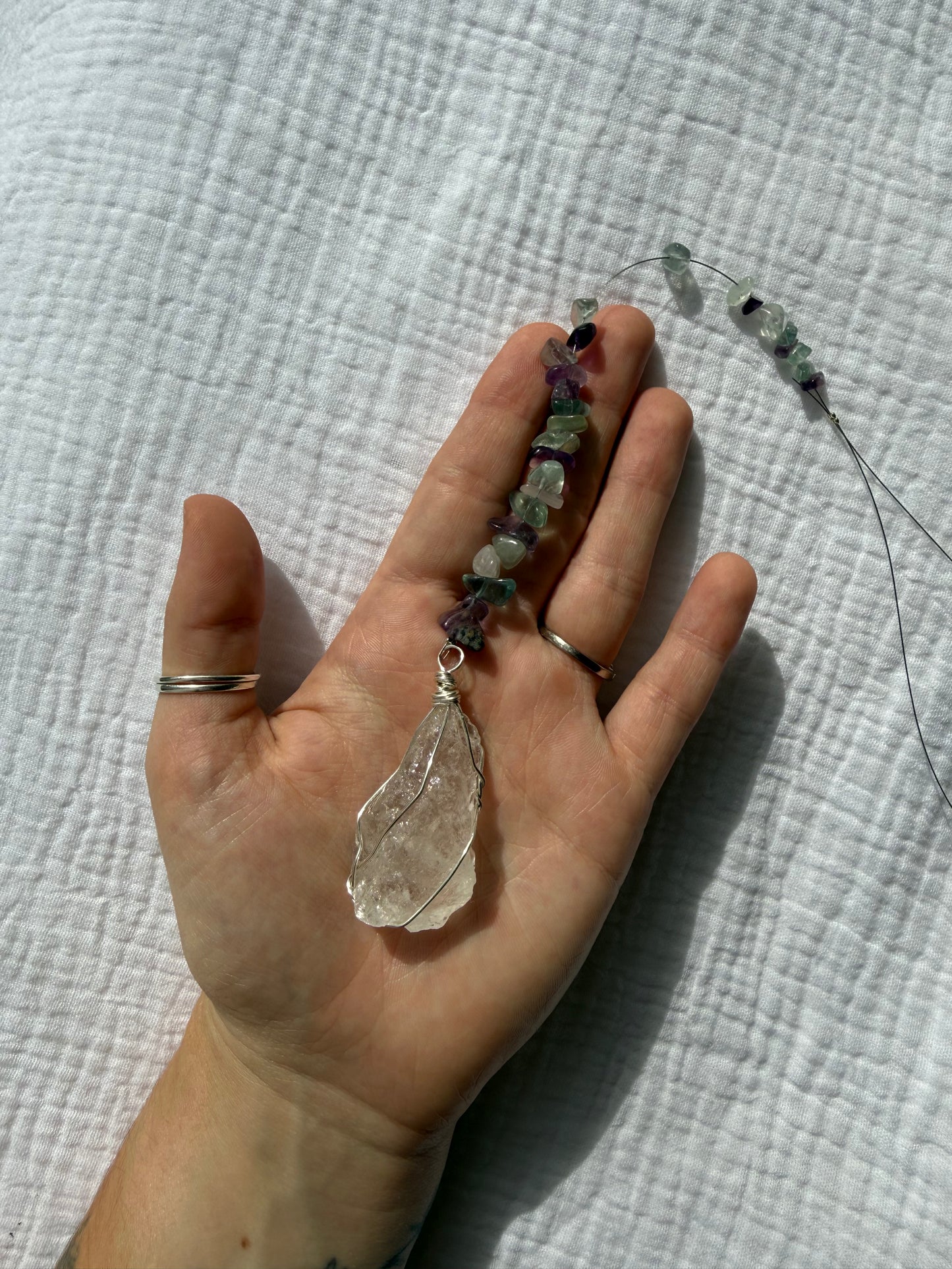 Clear Quartz Wrapped Hanger
