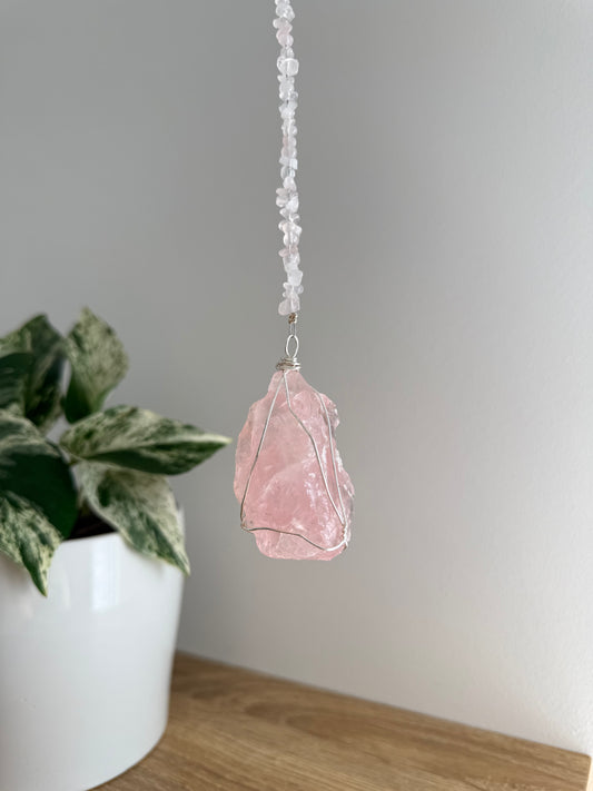 Rose Quartz Wrapped Hanger