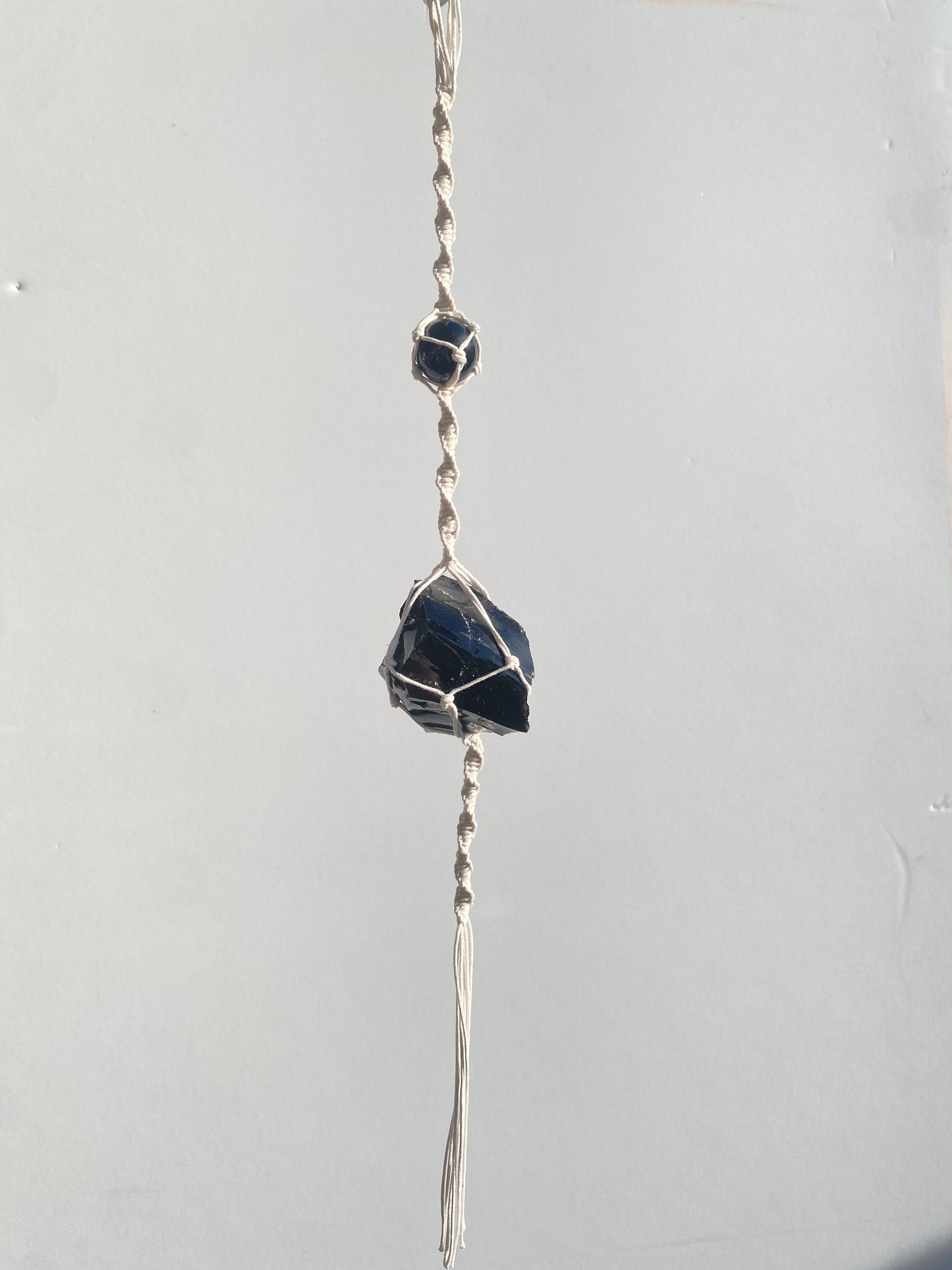 Obsidian Macrame Hanger