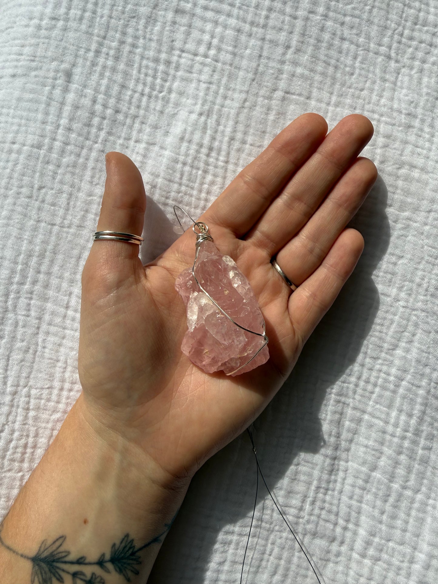 Rose Quartz Wrapped Hanger