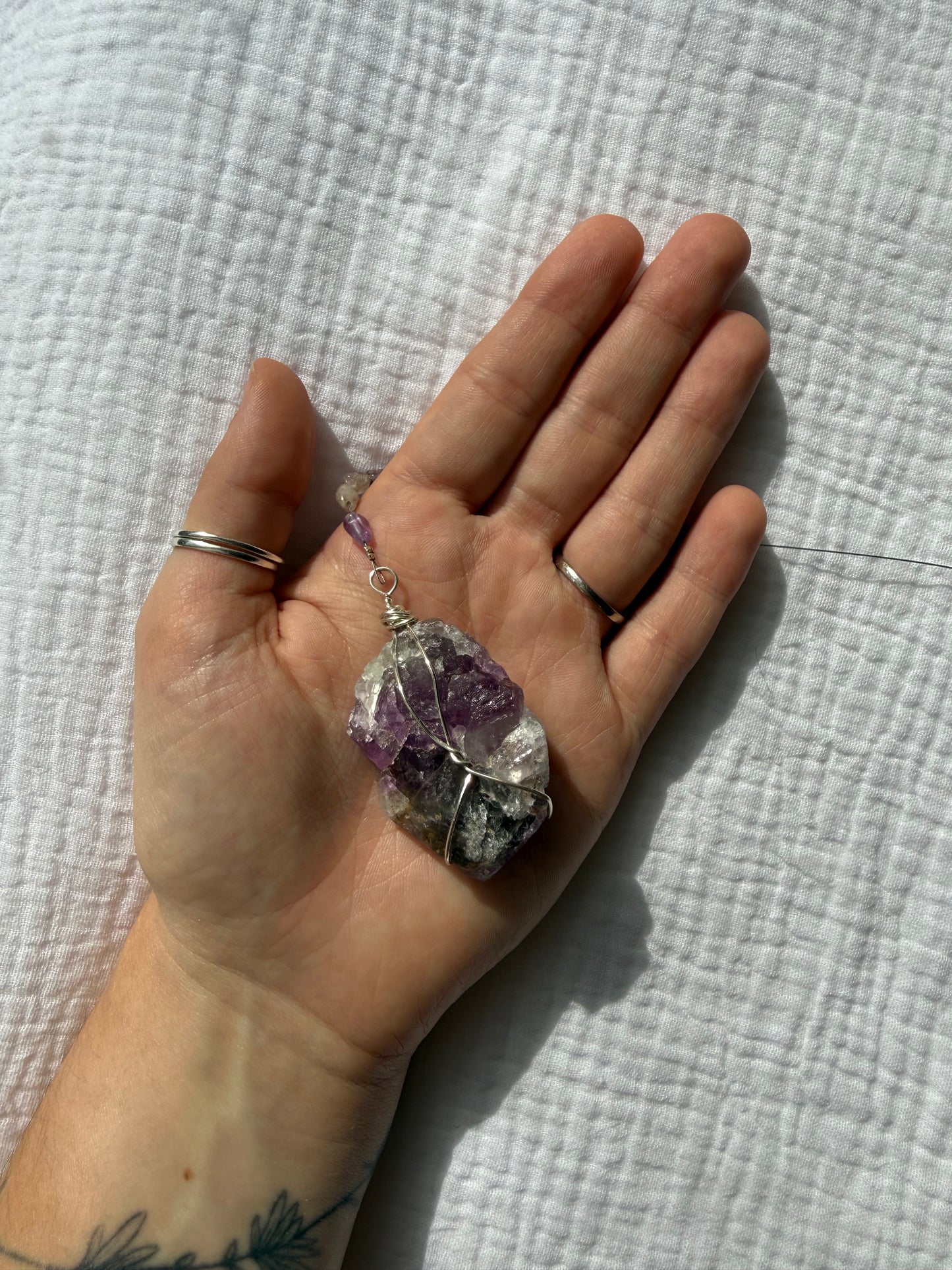 Fluorite Wrapped Hanger
