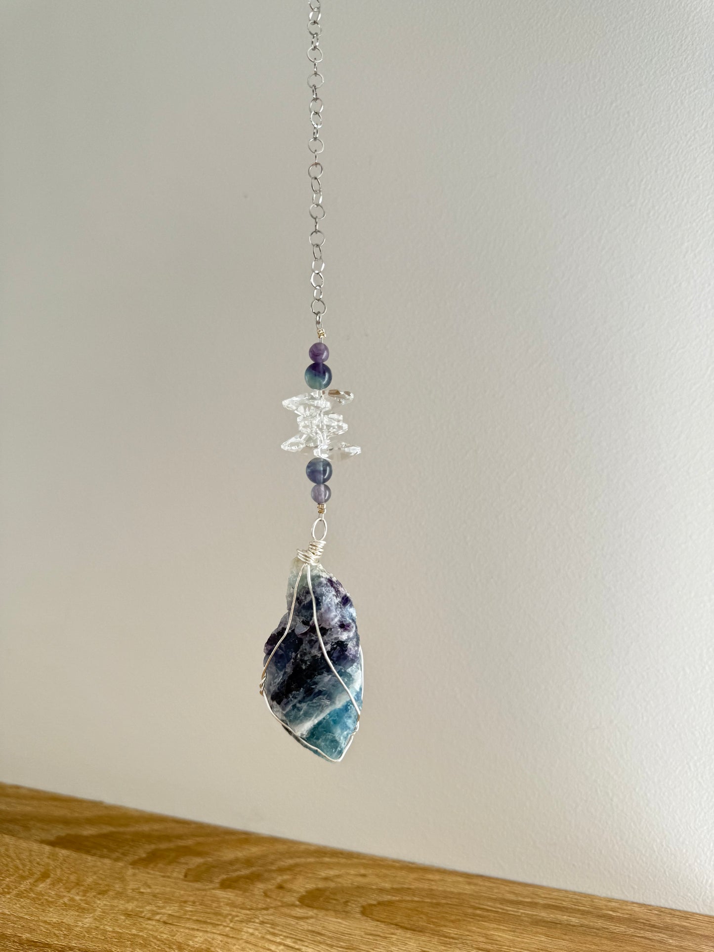Fluorite Wrapped Chain Hanger