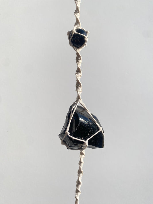 Obsidian Macrame Hanger