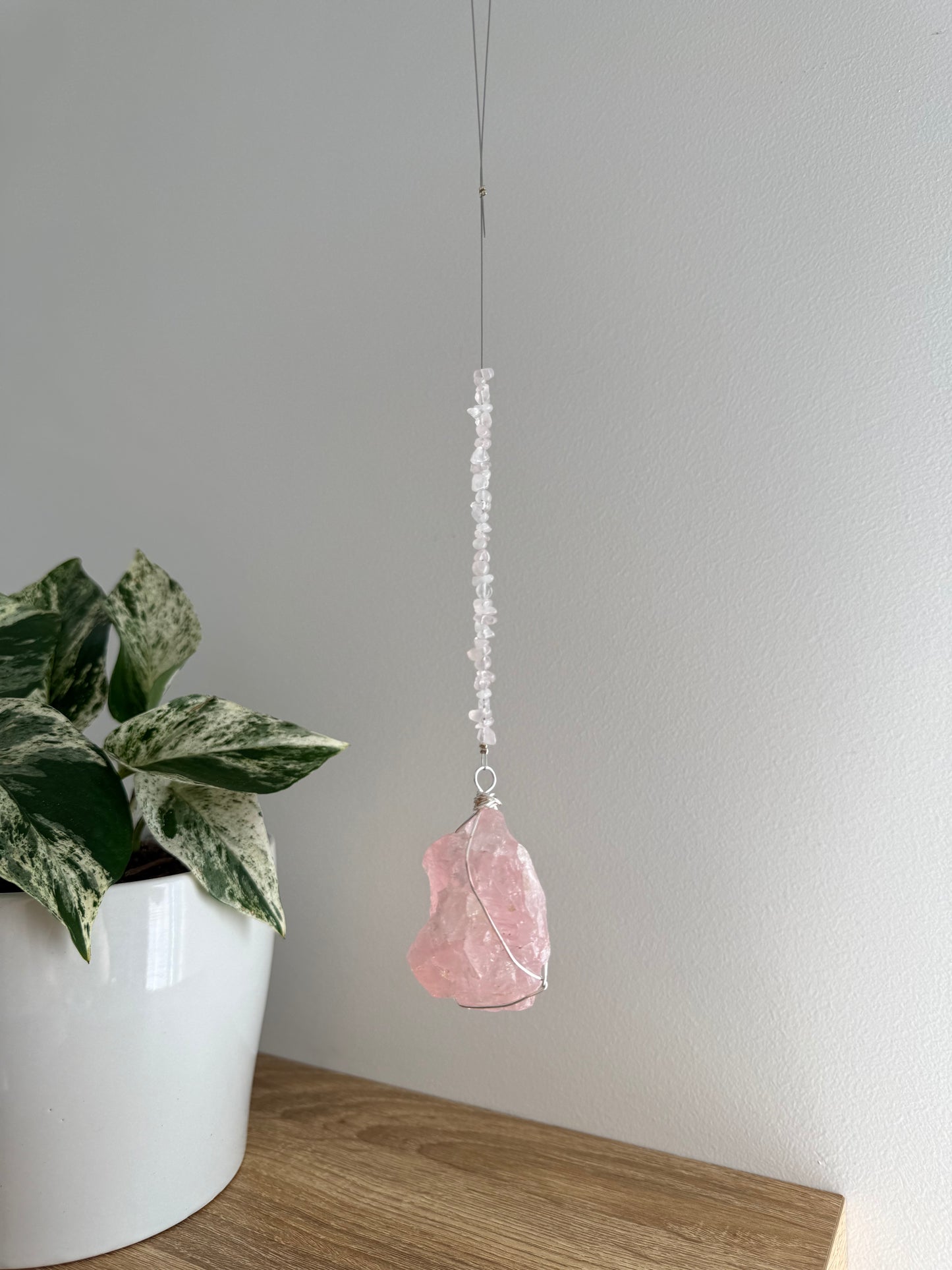Rose Quartz Wrapped Hanger
