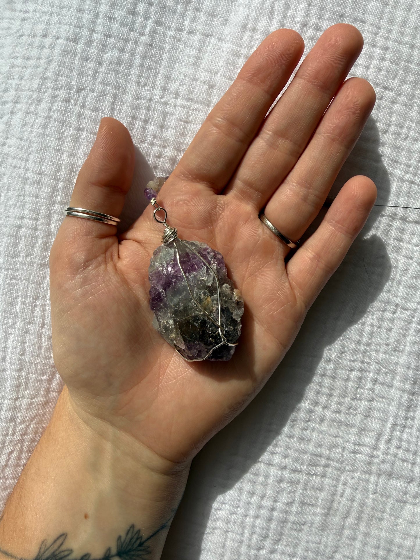 Fluorite Wrapped Hanger