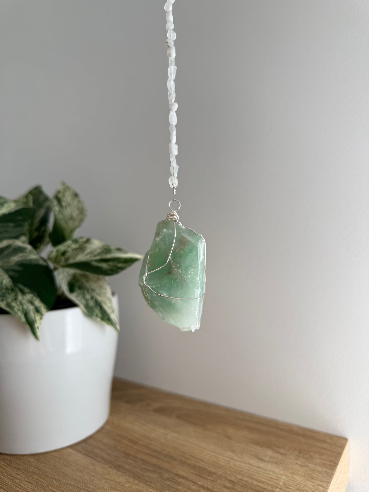 Green Calcite Wrapped Hanger