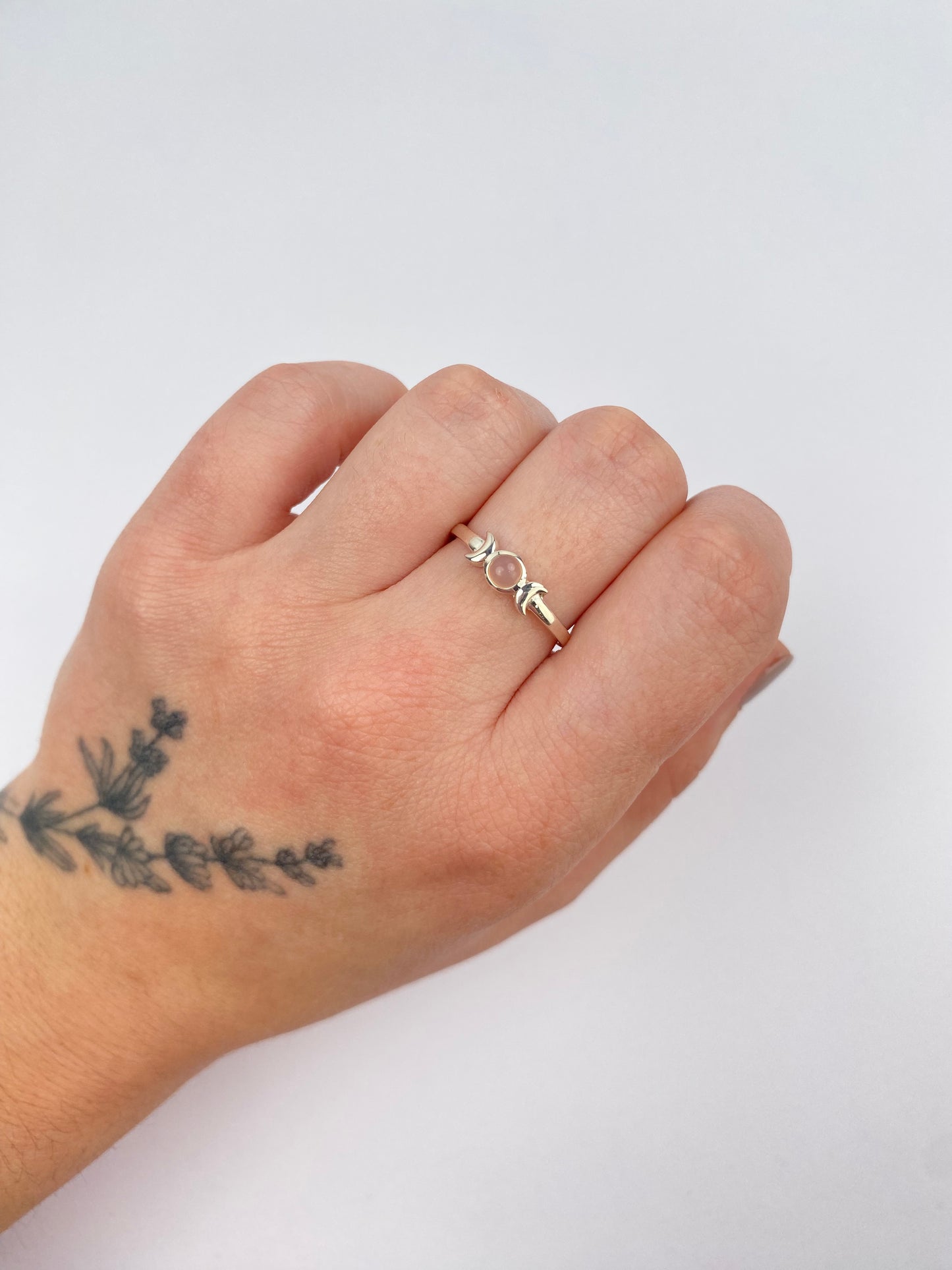 Lunula Ring - Rose Quartz