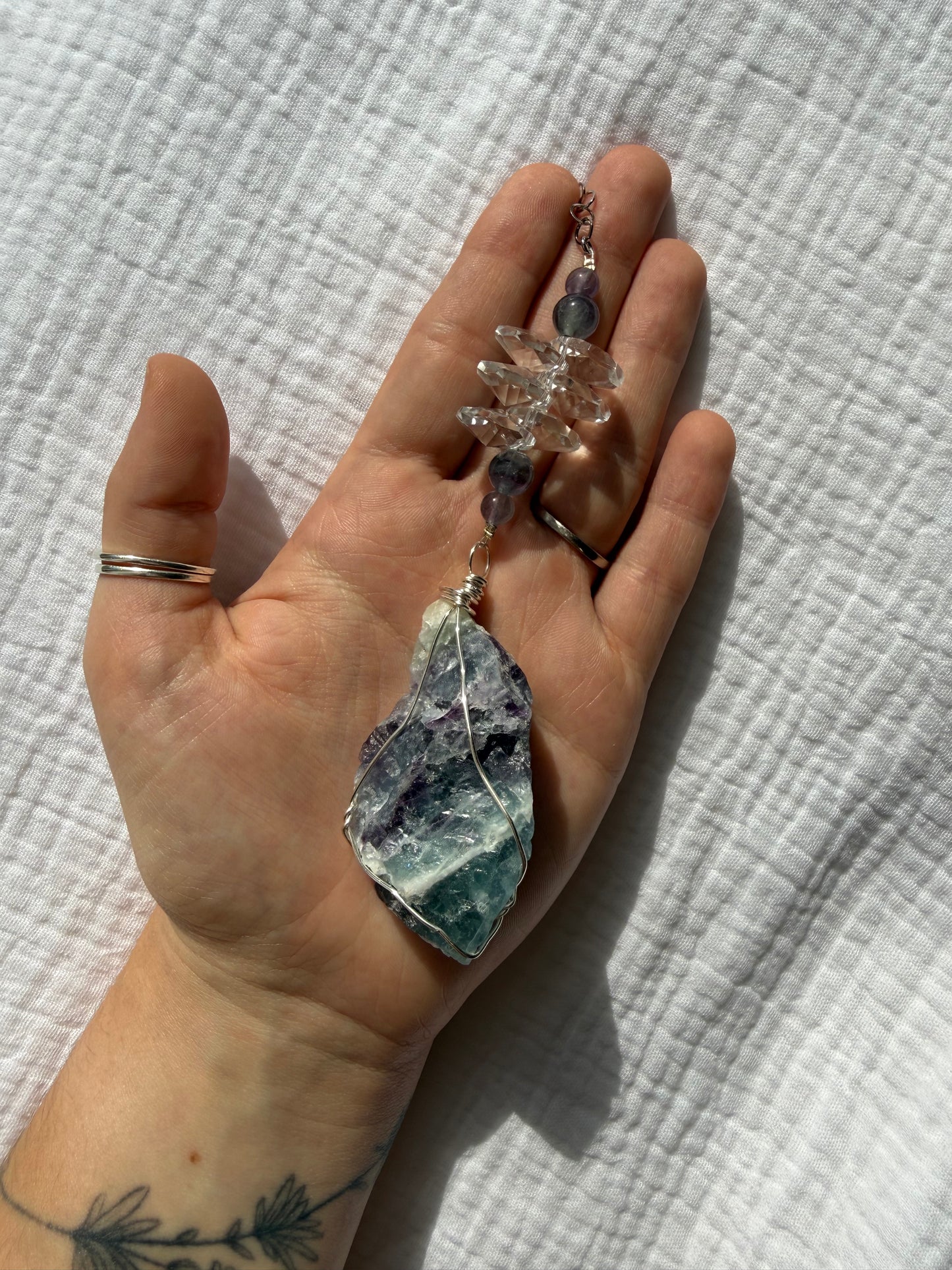 Fluorite Wrapped Chain Hanger