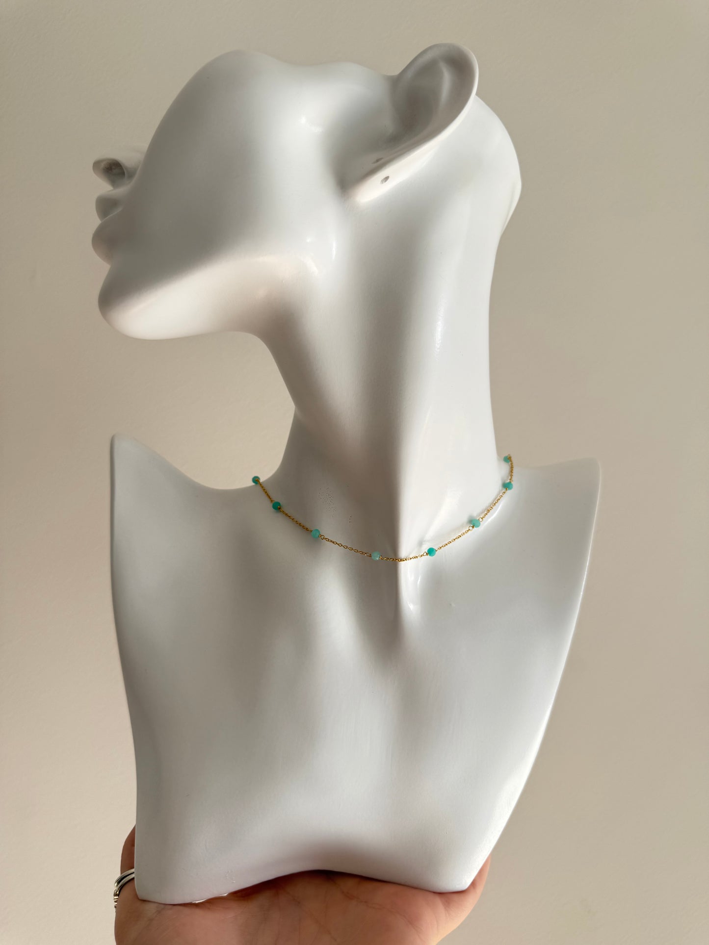 Amber Necklace Gold - Amazonite