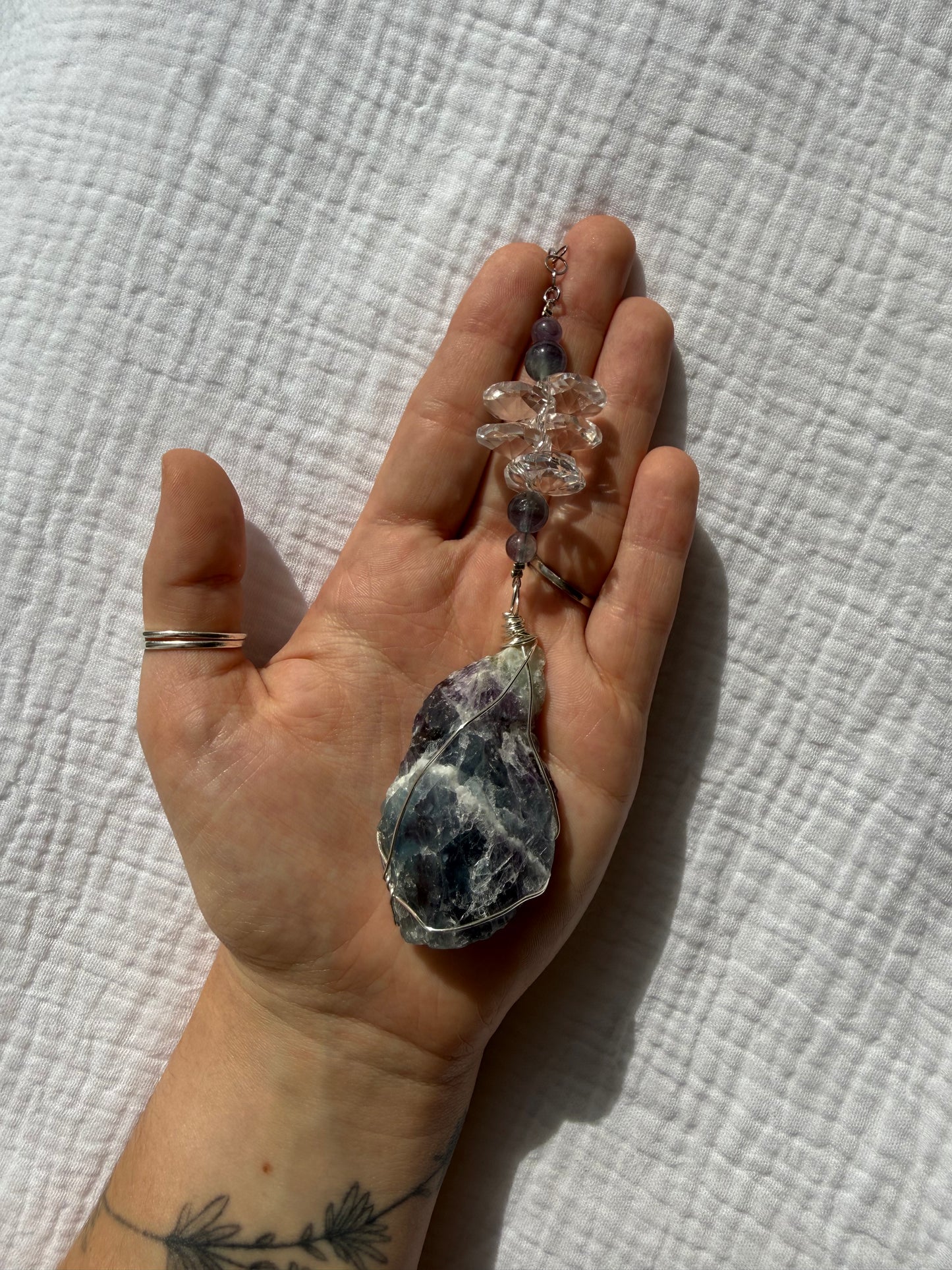 Fluorite Wrapped Chain Hanger