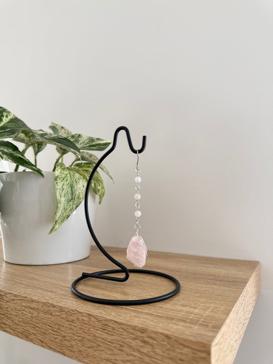 Rose Quartz Wrapped Gemstone Stand