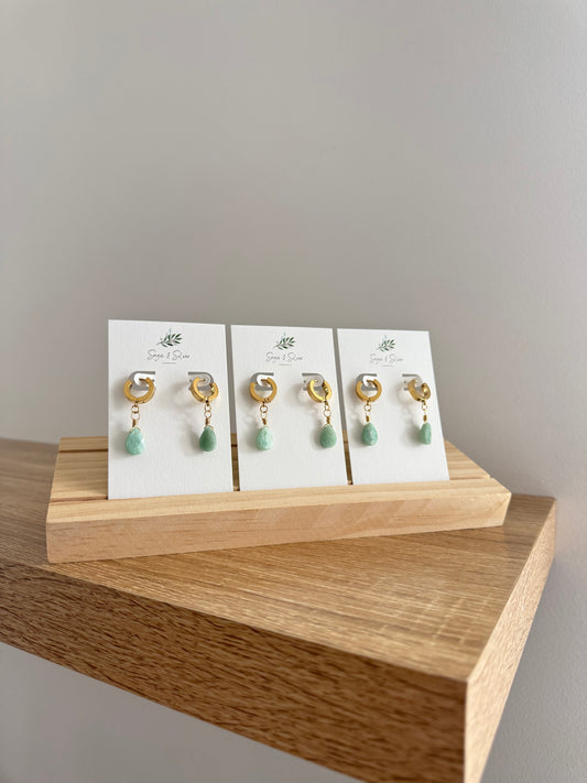 Cleo Earring Gold - Amazonite