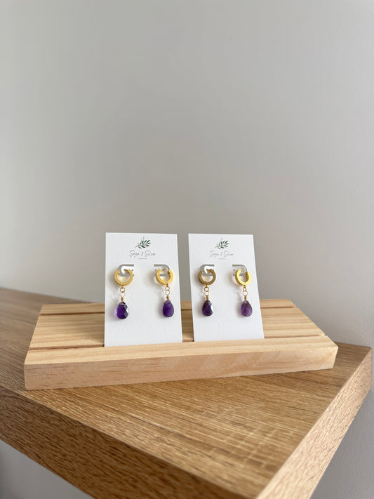 Cleo Earring Gold - Amethyst