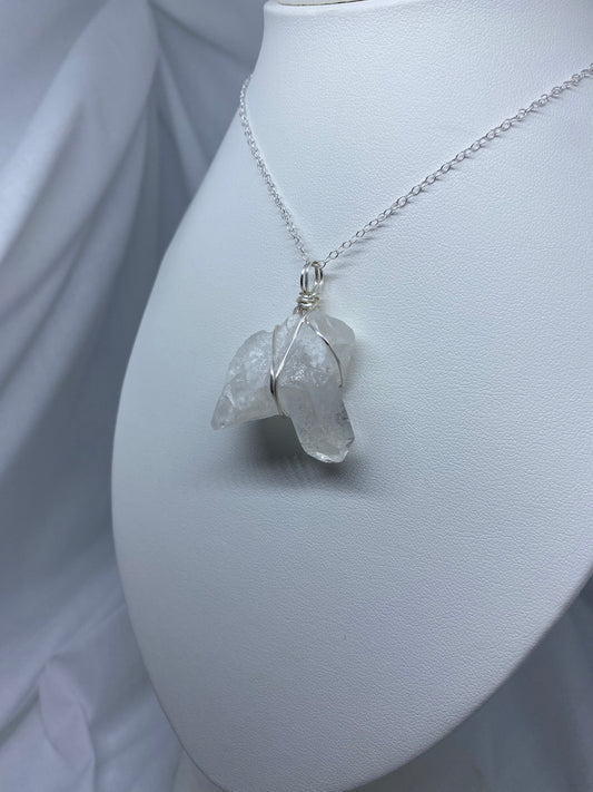 Clear Quartz Wrapped Pointed Pendant A